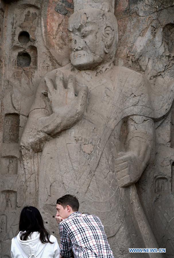 Scenery at Longmen Grottoes scenic area in Luoyang, C China’s Henan