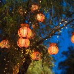 Red lanterns illuminated at night, Kaifeng