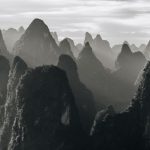 Misty karst mountain landscape, China